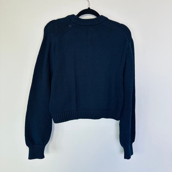 Tibi Oversized Lanyard Cropped Sweater Pullover Top in Navy - Picture 7 of 10